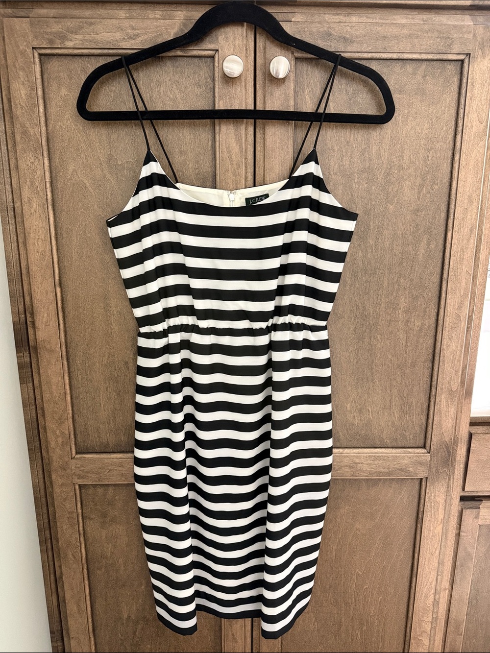 J. Crew Black & White Striped Dress with spaghetti straps. Like New.